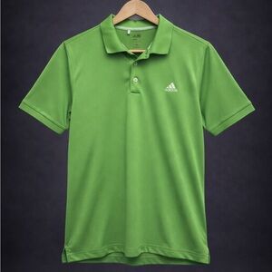 Adidas Golf Polo Mens Medium Green Climalite Performance Athletic Shirt